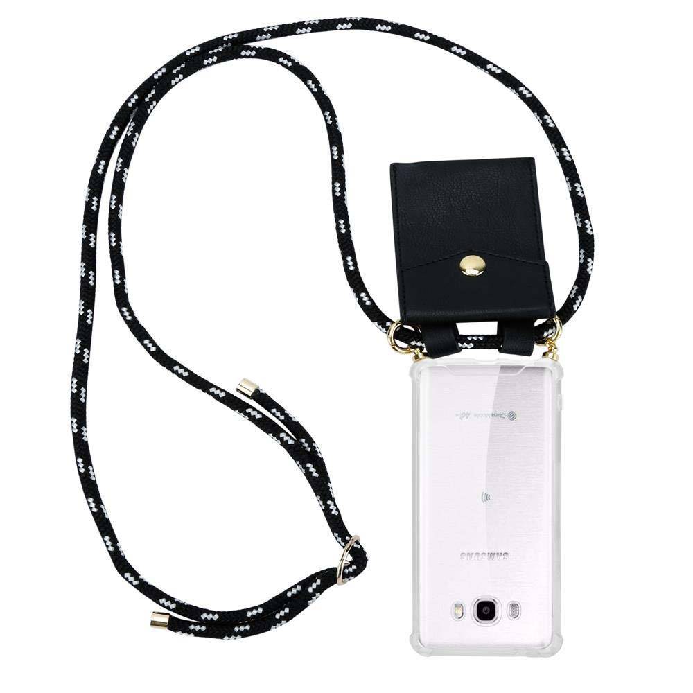 Cadorabo Hülle für Samsung Galaxy J7 2016 Schutzhülle in Schwarz Handy Kette Silikon Kordel abnehmbares Etui