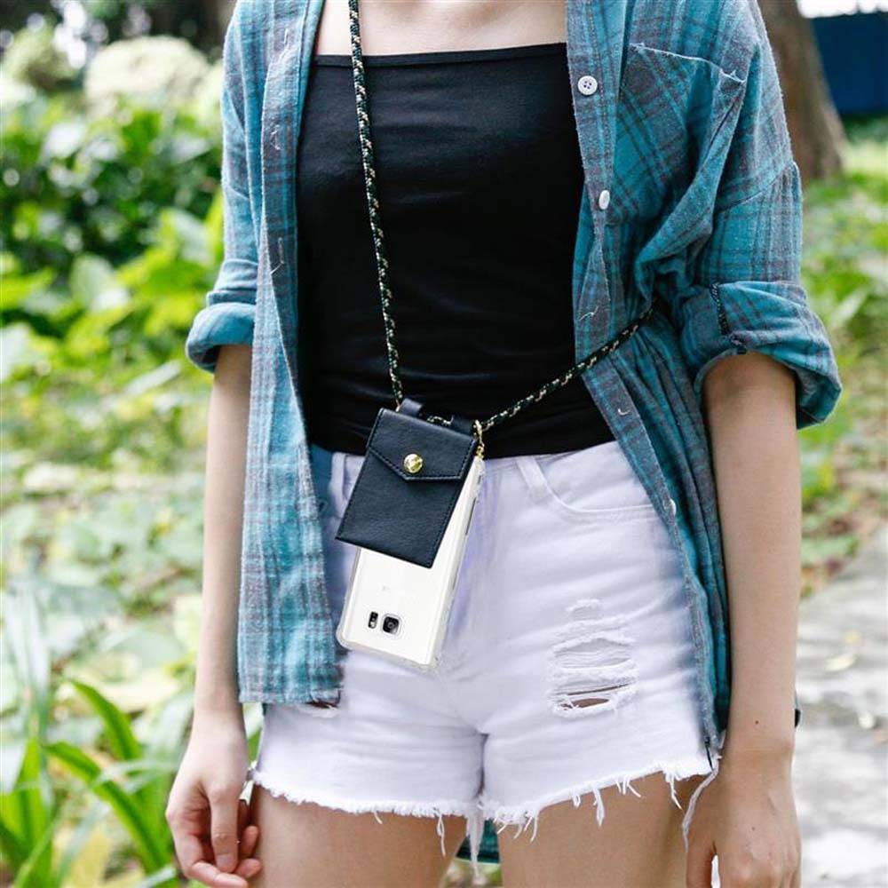 Cadorabo Hülle für Samsung Galaxy NOTE 5 Schutzhülle in Braun Handy Kette Silikon Kordel abnehmbares Etui