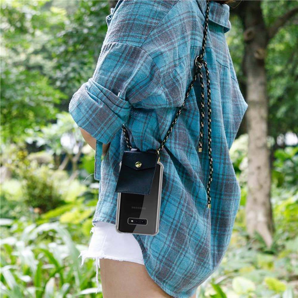 Cadorabo Hülle für Samsung Galaxy S10e Schutzhülle in Braun Handy Kette Silikon Kordel abnehmbares Etui