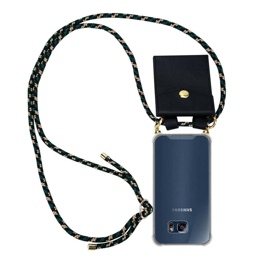 Cadorabo Hülle für Samsung Galaxy S6 EDGE Schutzhülle in Braun Handy Kette Silikon Kordel abnehmbares Etui