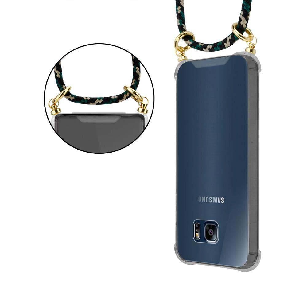 Cadorabo Hülle für Samsung Galaxy S6 EDGE Schutzhülle in Braun Handy Kette Silikon Kordel abnehmbares Etui