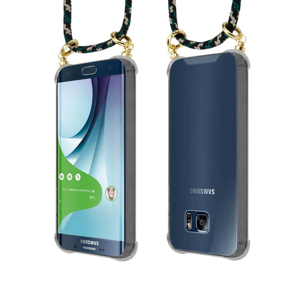 Cadorabo Hülle für Samsung Galaxy S6 EDGE Schutzhülle in Braun Handy Kette Silikon Kordel abnehmbares Etui