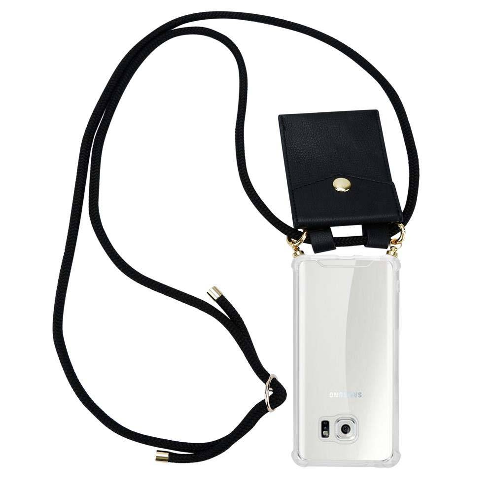 Cadorabo Hülle für Samsung Galaxy S6 Schutzhülle in Schwarz Handy Kette Silikon Kordel abnehmbares Etui