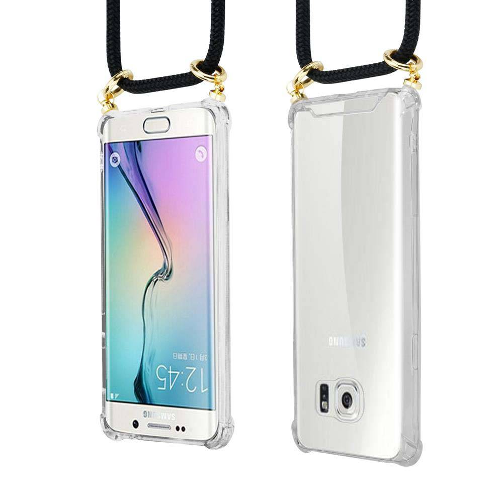 Cadorabo Hülle für Samsung Galaxy S6 Schutzhülle in Schwarz Handy Kette Silikon Kordel abnehmbares Etui