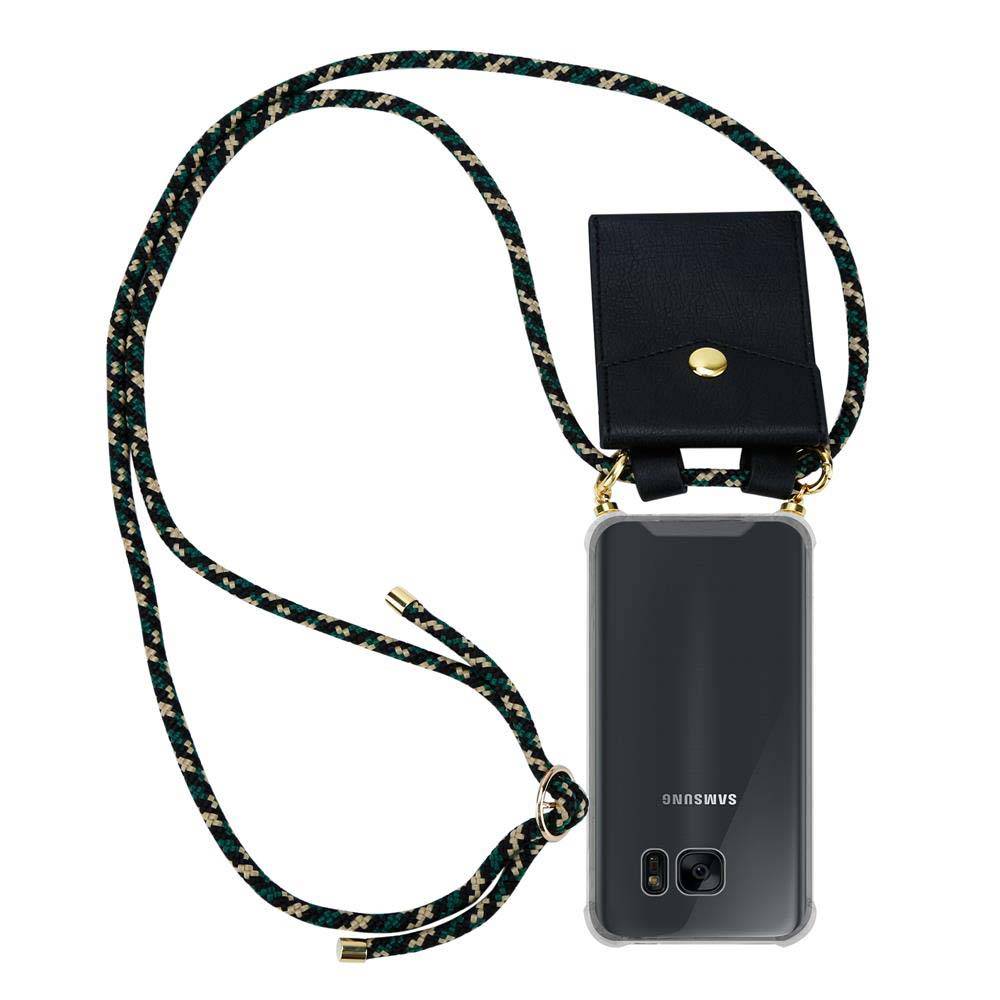 Cadorabo Hülle für Samsung Galaxy S7 EDGE Schutzhülle in Braun Handy Kette Silikon Kordel abnehmbares Etui