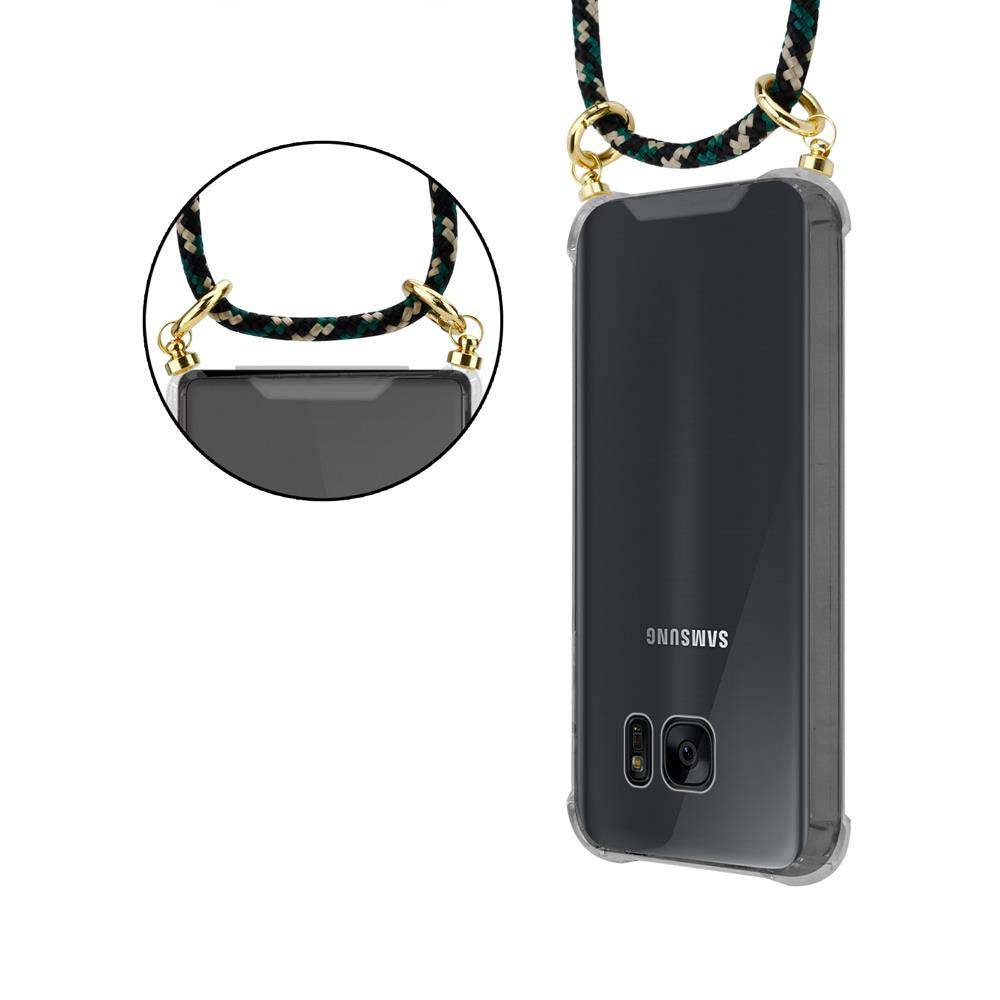 Cadorabo Hülle für Samsung Galaxy S7 EDGE Schutzhülle in Braun Handy Kette Silikon Kordel abnehmbares Etui
