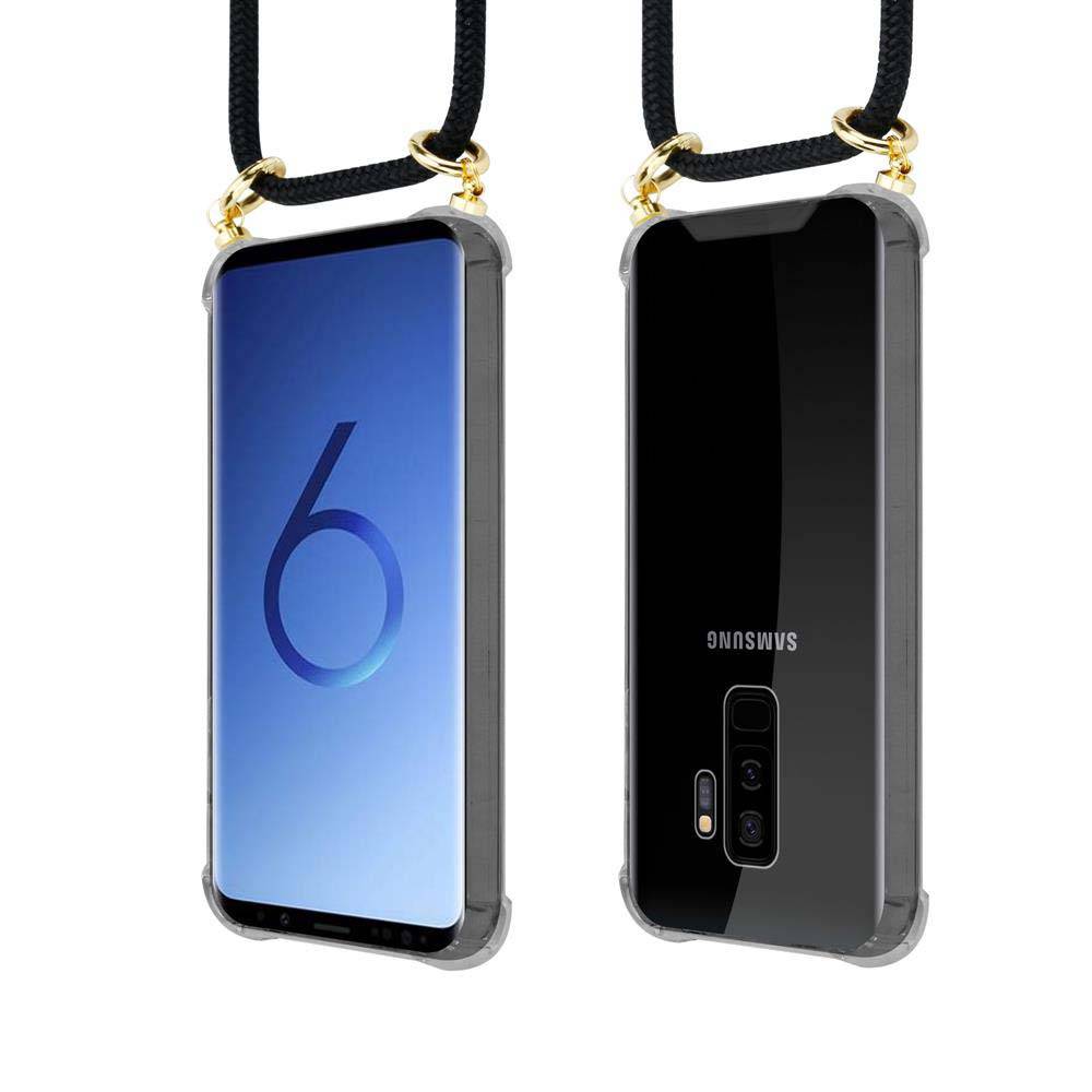 Cadorabo Hülle für Samsung Galaxy S9 PLUS Schutzhülle in Schwarz Handy Kette Silikon Kordel abnehmbares Etui