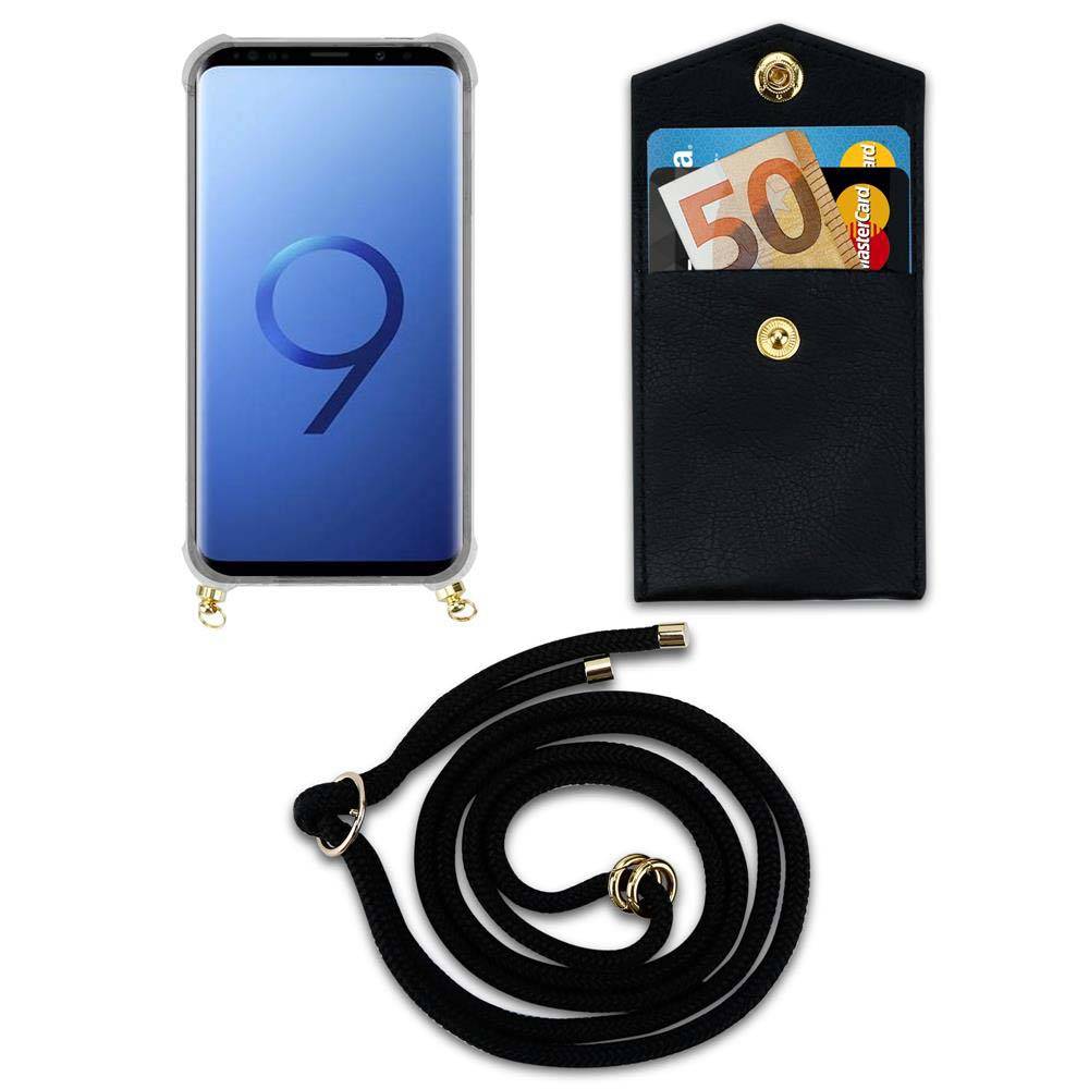 Cadorabo Hülle für Samsung Galaxy S9 PLUS Schutzhülle in Schwarz Handy Kette Silikon Kordel abnehmbares Etui