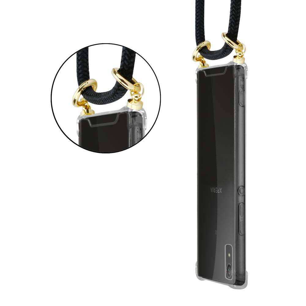 Cadorabo Hülle für Sony Xperia XA1 Schutzhülle in Schwarz Handy Kette Silikon Kordel abnehmbares Etui