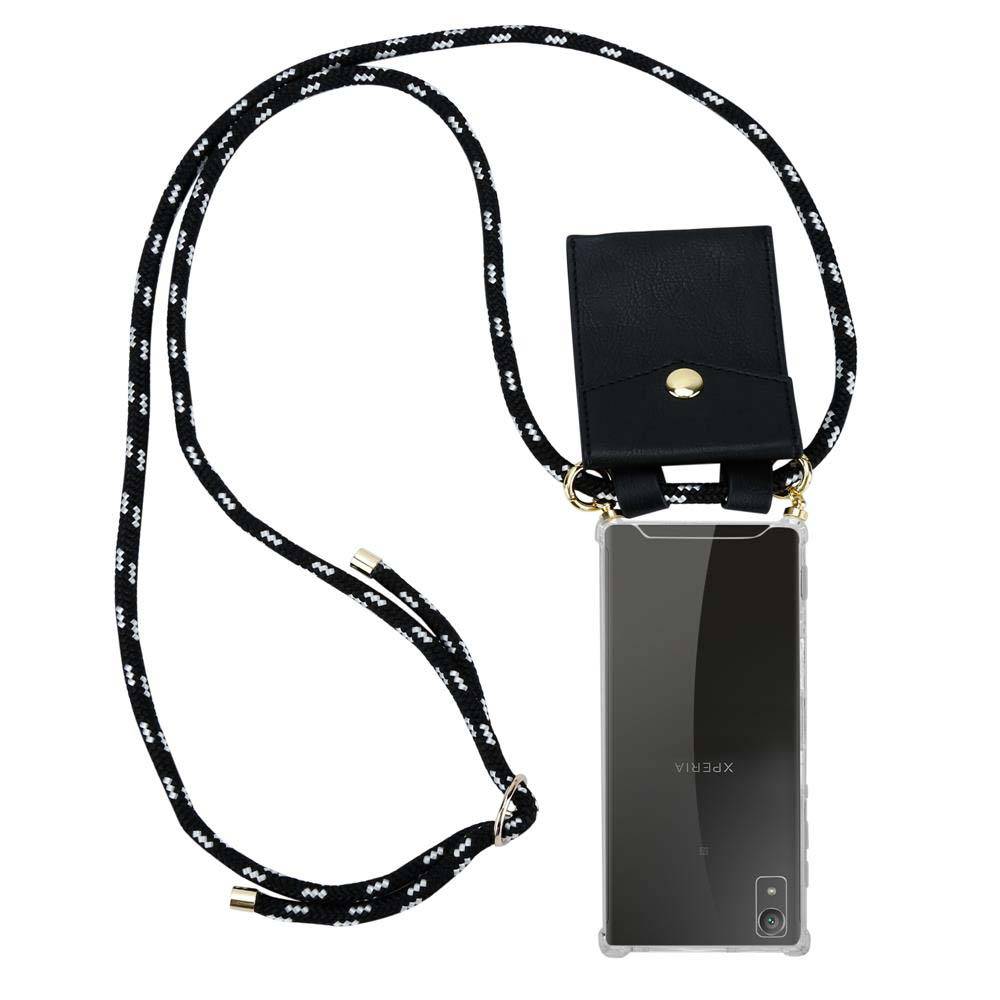 Cadorabo Hülle für Sony Xperia XA1 Schutzhülle in Schwarz Handy Kette Silikon Kordel abnehmbares Etui