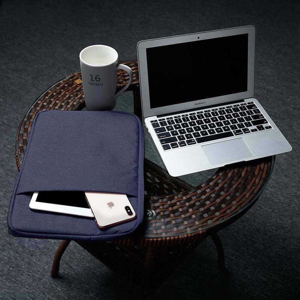 Cadorabo Laptop / Tablet Schutz Tasche 14 Zoll in DUNKEL BLAU - Notebook Computer Tasche aus Stoff mit Samt-Innenfutter