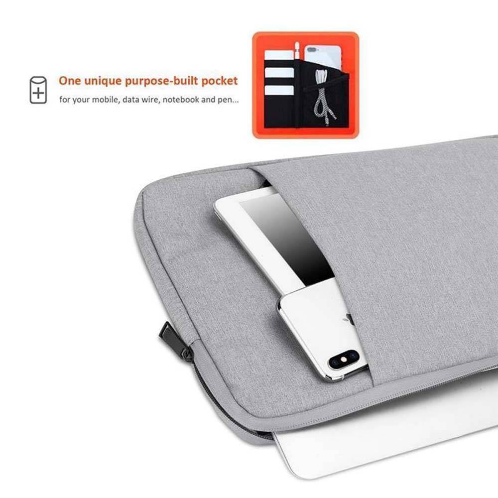 Cadorabo Laptop / Tablet Schutz Tasche 14 Zoll in GRAU - Notebook Computer Tasche aus Stoff mit Samt-Innenfutter