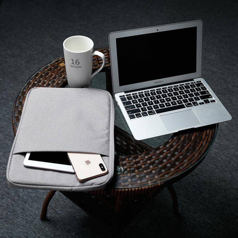 Cadorabo Laptop / Tablet Schutz Tasche 14 Zoll in GRAU - Notebook Computer Tasche aus Stoff mit Samt-Innenfutter