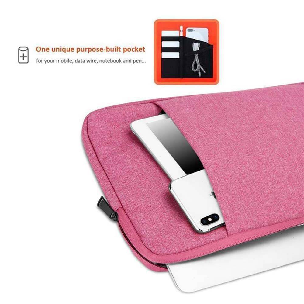 Cadorabo Laptop / Tablet Schutz Tasche 14 Zoll in PINK - Notebook Computer Tasche aus Stoff mit Samt-Innenfutter