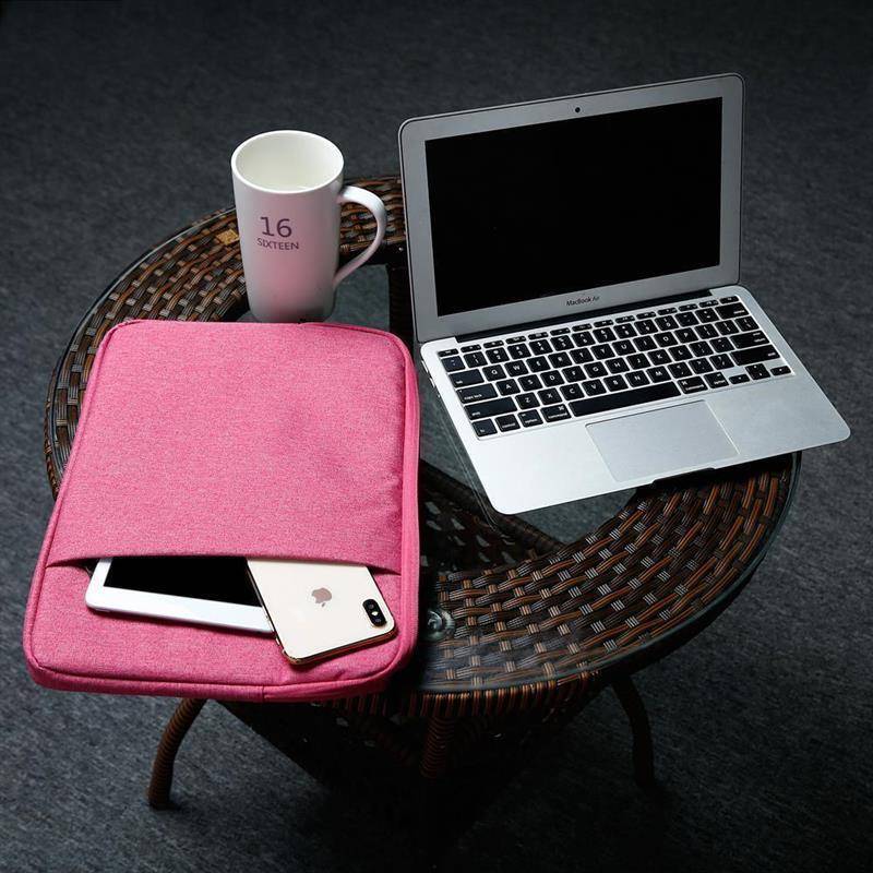 Cadorabo Laptop / Tablet Schutz Tasche 14 Zoll in PINK - Notebook Computer Tasche aus Stoff mit Samt-Innenfutter
