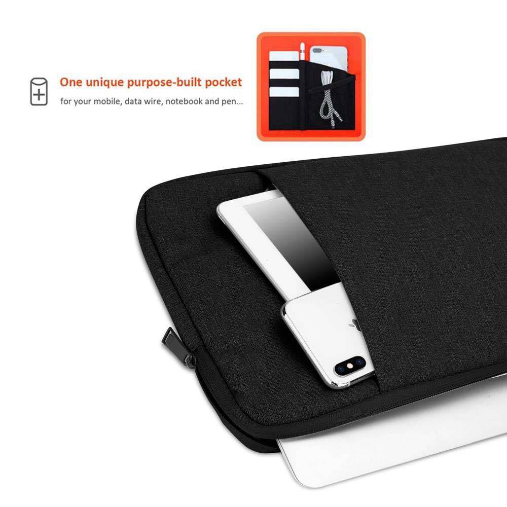 Cadorabo Laptop / Tablet Schutz Tasche 14 Zoll in SCHWARZ - Notebook Computer Tasche aus Stoff mit Samt-Innenfutter