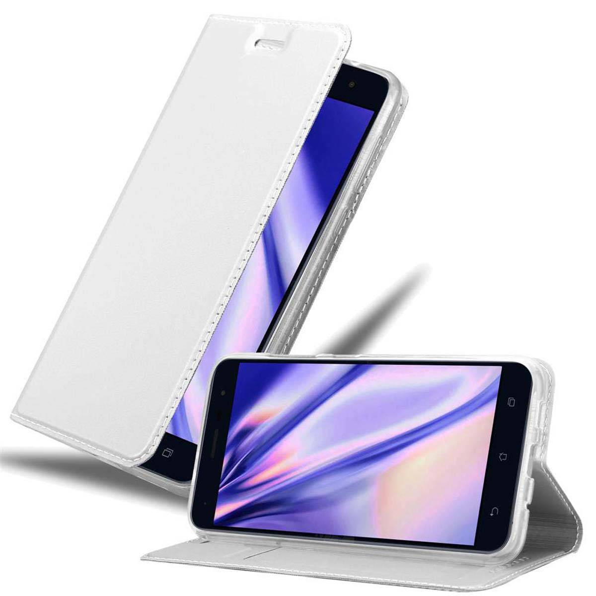 Cadorabo Handyhülle für Asus ZenFone 3 (5.5 Zoll) Schutz Hülle in Silber Cover Etui Book Case Booklet