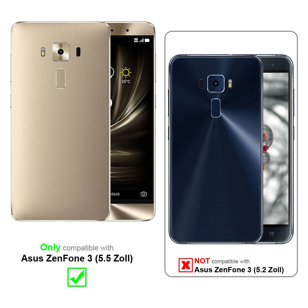 Cadorabo Handyhülle für Asus ZenFone 3 (5.5 Zoll) Schutz Hülle in Silber Cover Etui Book Case Booklet