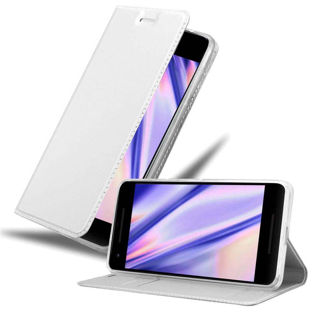 Cadorabo Handyhülle für Google PIXEL 2 XL Schutz Hülle in Silber Cover Etui Book Case Booklet