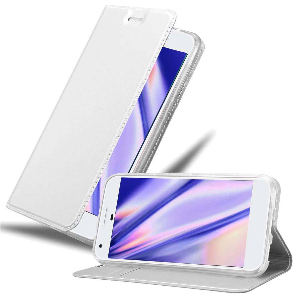 Cadorabo Handyhülle für Google PIXEL Schutz Hülle in Silber Cover Etui Book Case Booklet