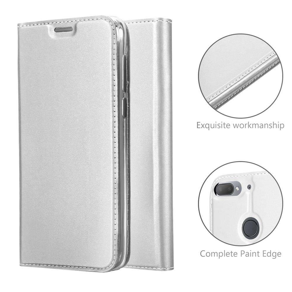 Cadorabo Handyhülle für HTC Desire 12 PLUS Schutz Hülle in Silber Cover Etui Book Case Booklet