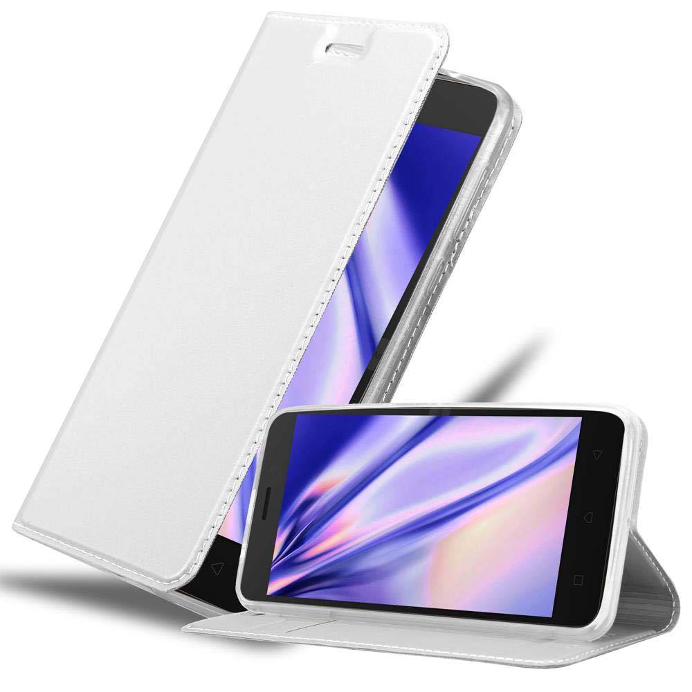 Cadorabo Handyhülle für Lenovo K6 / K6 POWER Schutz Hülle in Silber Cover Etui Book Case Booklet