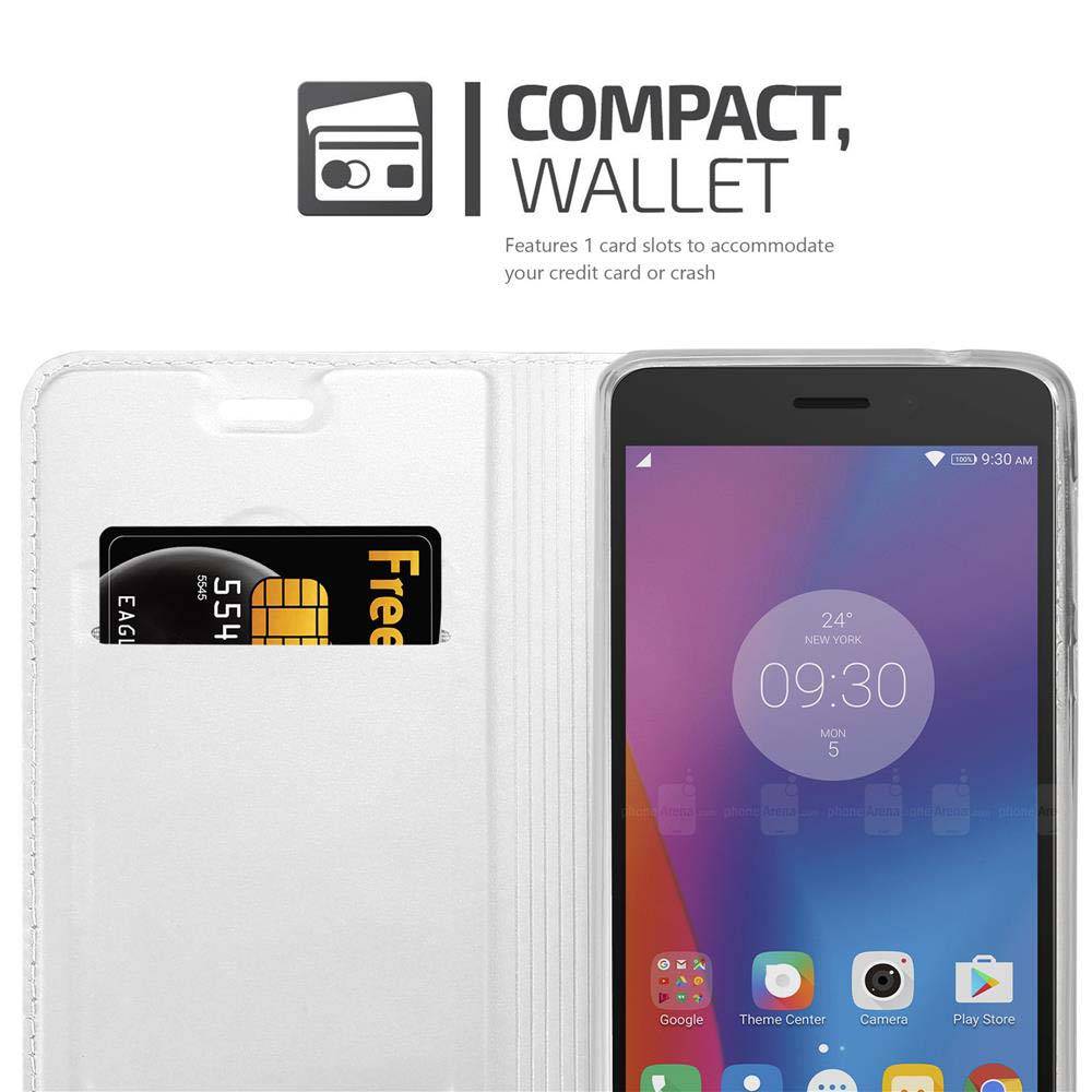 Cadorabo Handyhülle für Lenovo K6 / K6 POWER Schutz Hülle in Silber Cover Etui Book Case Booklet