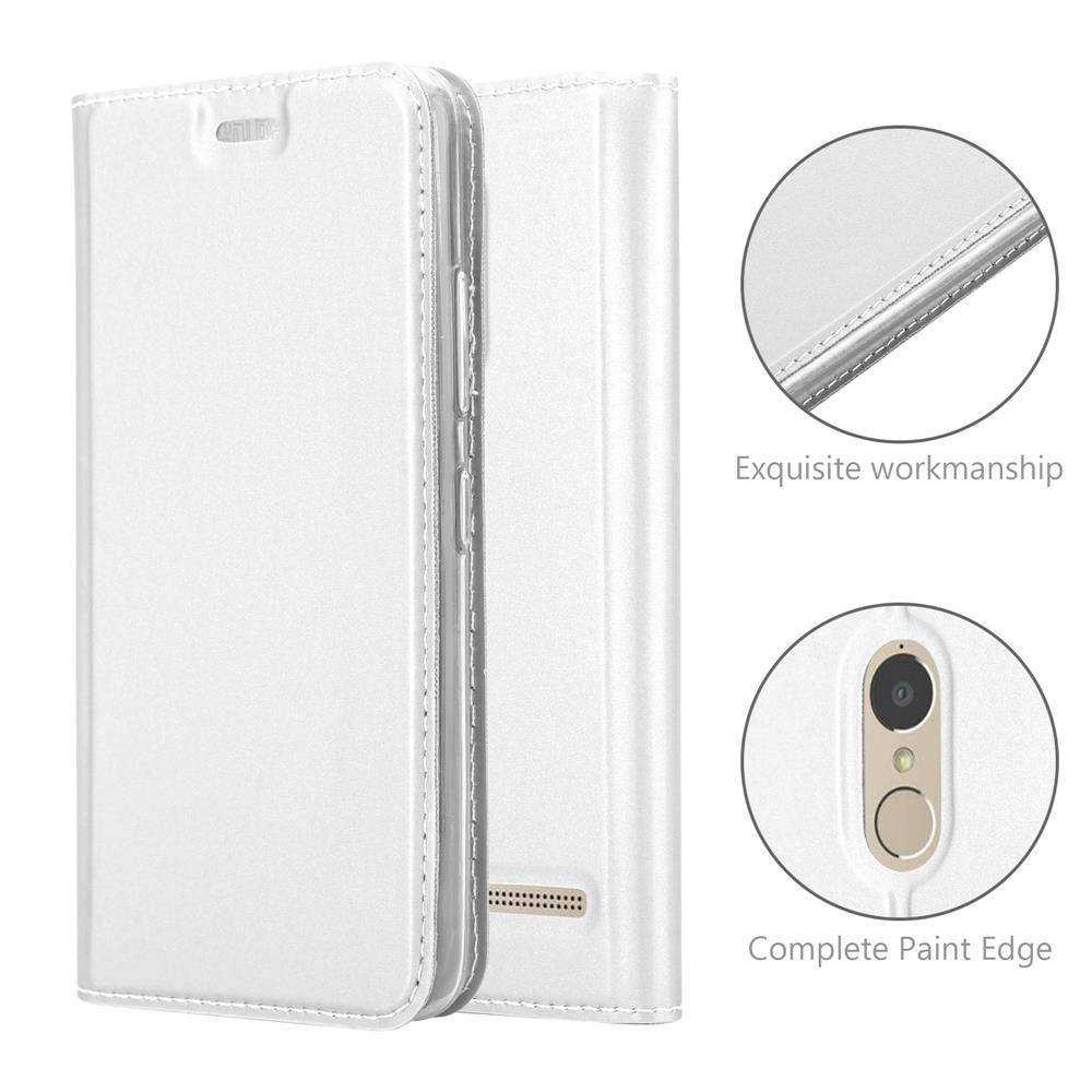 Cadorabo Handyhülle für Lenovo K6 / K6 POWER Schutz Hülle in Silber Cover Etui Book Case Booklet