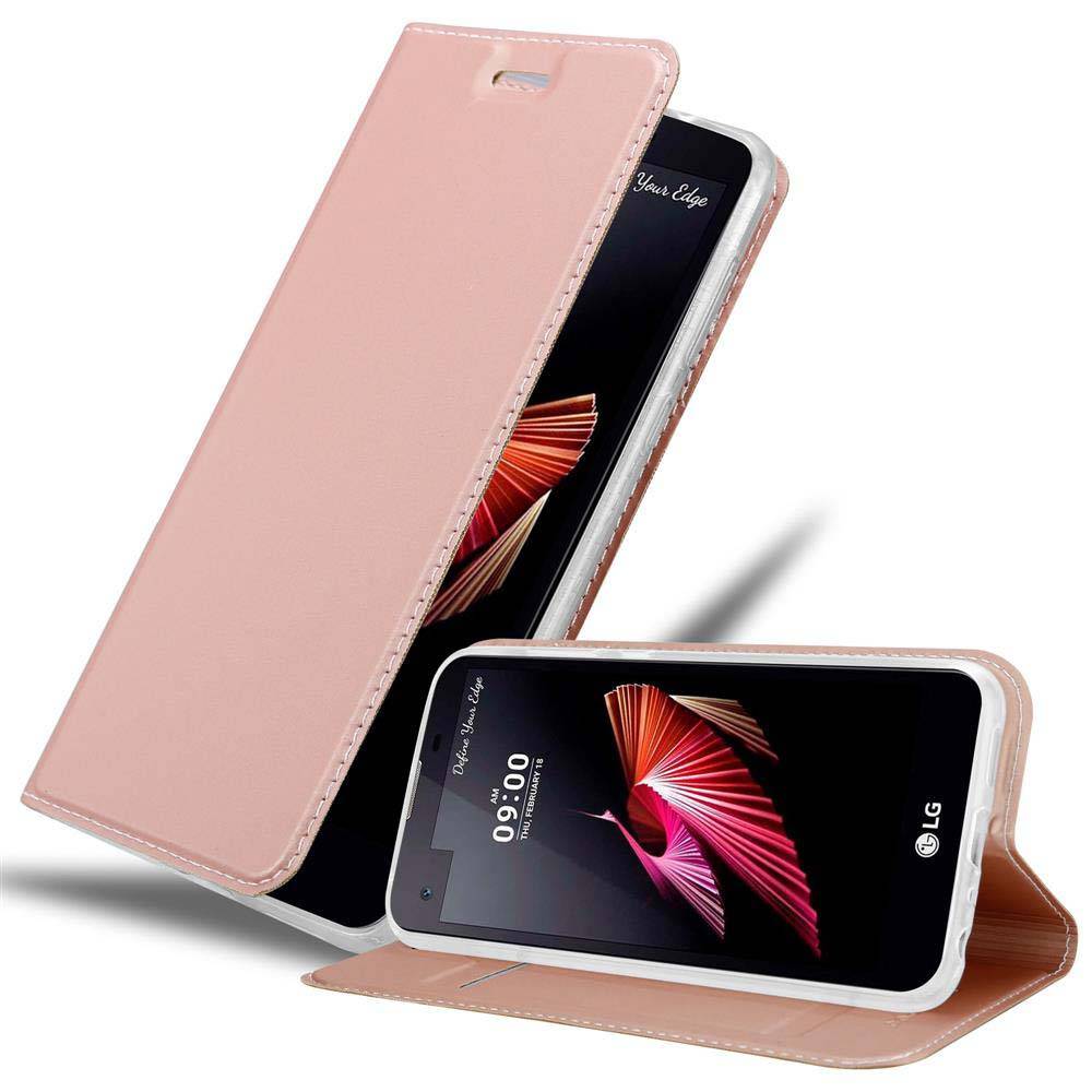 Cadorabo Handyhülle für LG X SCREEN Schutz Hülle in Rosa Cover Etui Book Case Booklet