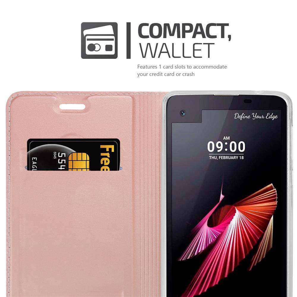 Cadorabo Handyhülle für LG X SCREEN Schutz Hülle in Rosa Cover Etui Book Case Booklet