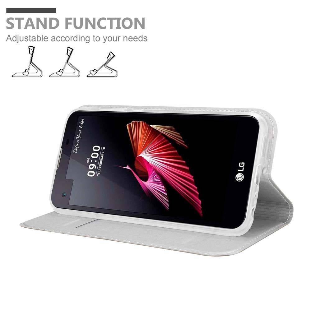Cadorabo Handyhülle für LG X SCREEN Schutz Hülle in Silber Cover Etui Book Case Booklet