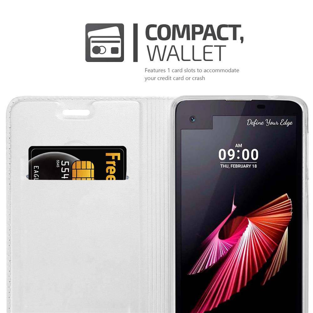 Cadorabo Handyhülle für LG X SCREEN Schutz Hülle in Silber Cover Etui Book Case Booklet