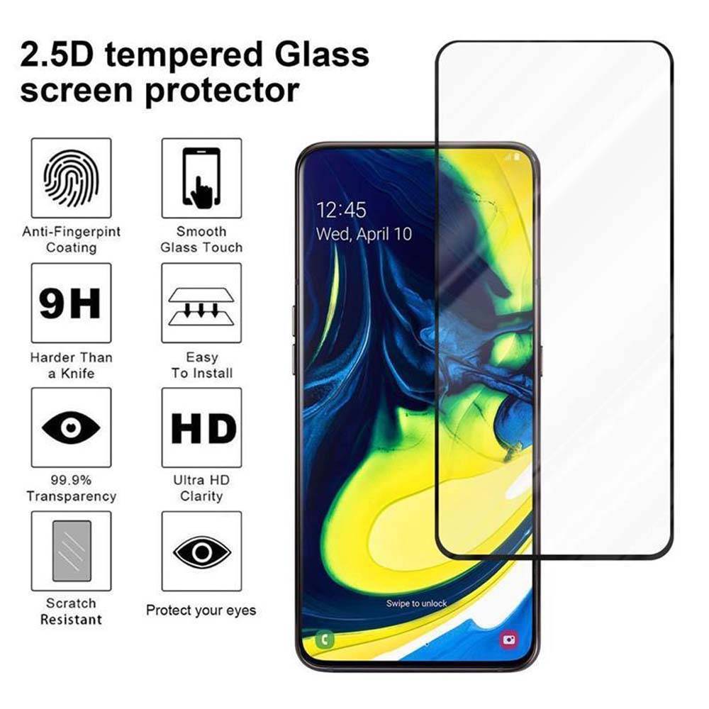 Cadorabo Panzerfolie für Samsung Galaxy A80 / A90 Schutzfolie in Schwarz Vollbild Folie Tempered Display Schutzglas