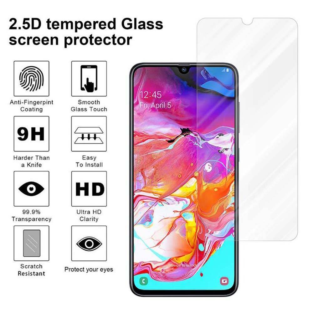 Cadorabo Panzer Folie für Samsung Galaxy A70 Schutzfolie in Transparent Gehärtetes Tempered Display-Schutzglas