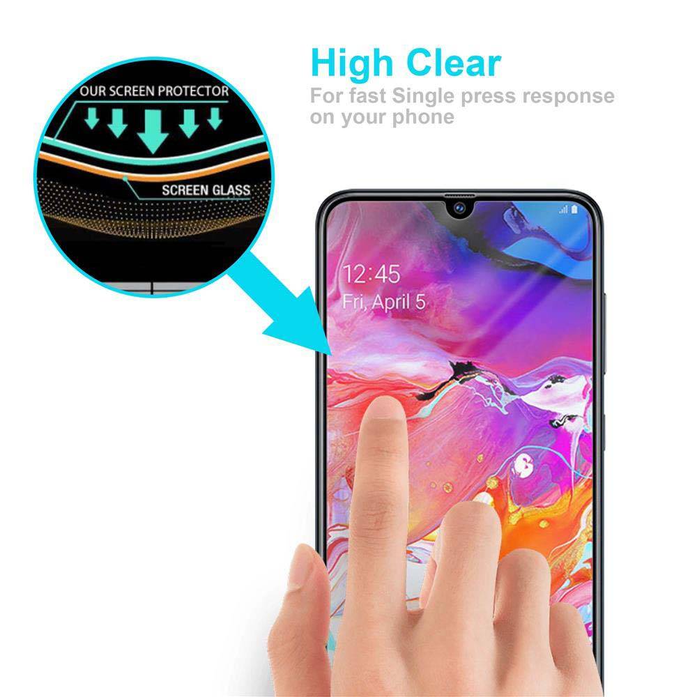 Cadorabo Panzer Folie für Samsung Galaxy A70 Schutzfolie in Transparent Gehärtetes Tempered Display-Schutzglas