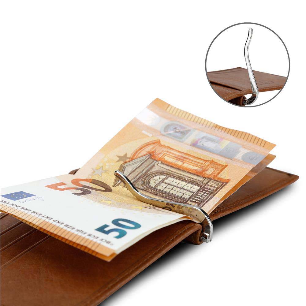 Cadorabo Leder Geldbeutel in BRAUN - Ultra dünnes Portemonnaie aus Leder mit 6 Kartenfächern und Geldklammer für Scheine