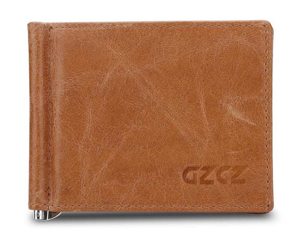 Cadorabo Leder Geldbeutel in BRAUN - Ultra dünnes Portemonnaie aus Leder mit 6 Kartenfächern und Geldklammer für Scheine