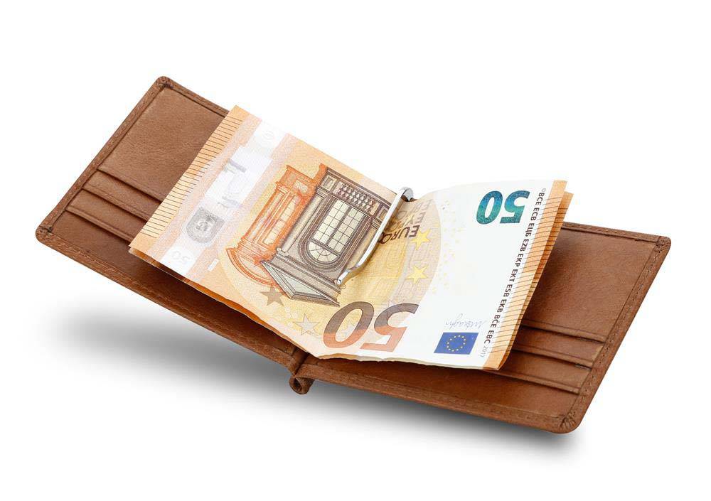 Cadorabo Leder Geldbeutel in BRAUN - Ultra dünnes Portemonnaie aus Leder mit 6 Kartenfächern und Geldklammer für Scheine