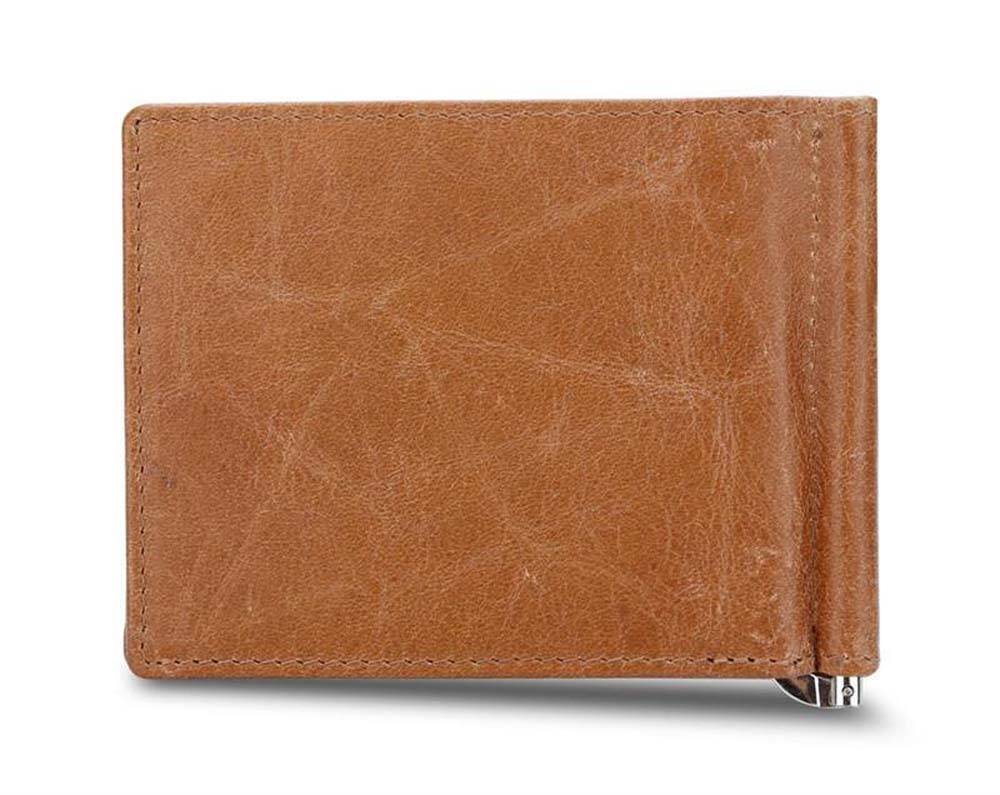 Cadorabo Leder Geldbeutel in BRAUN - Ultra dünnes Portemonnaie aus Leder mit 6 Kartenfächern und Geldklammer für Scheine