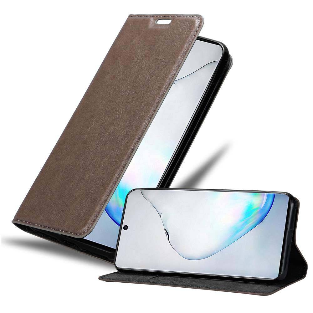Cadorabo Hülle für Samsung Galaxy NOTE 10 Schutz Hülle in Braun Handyhülle Etui Case Cover Magnetverschluss