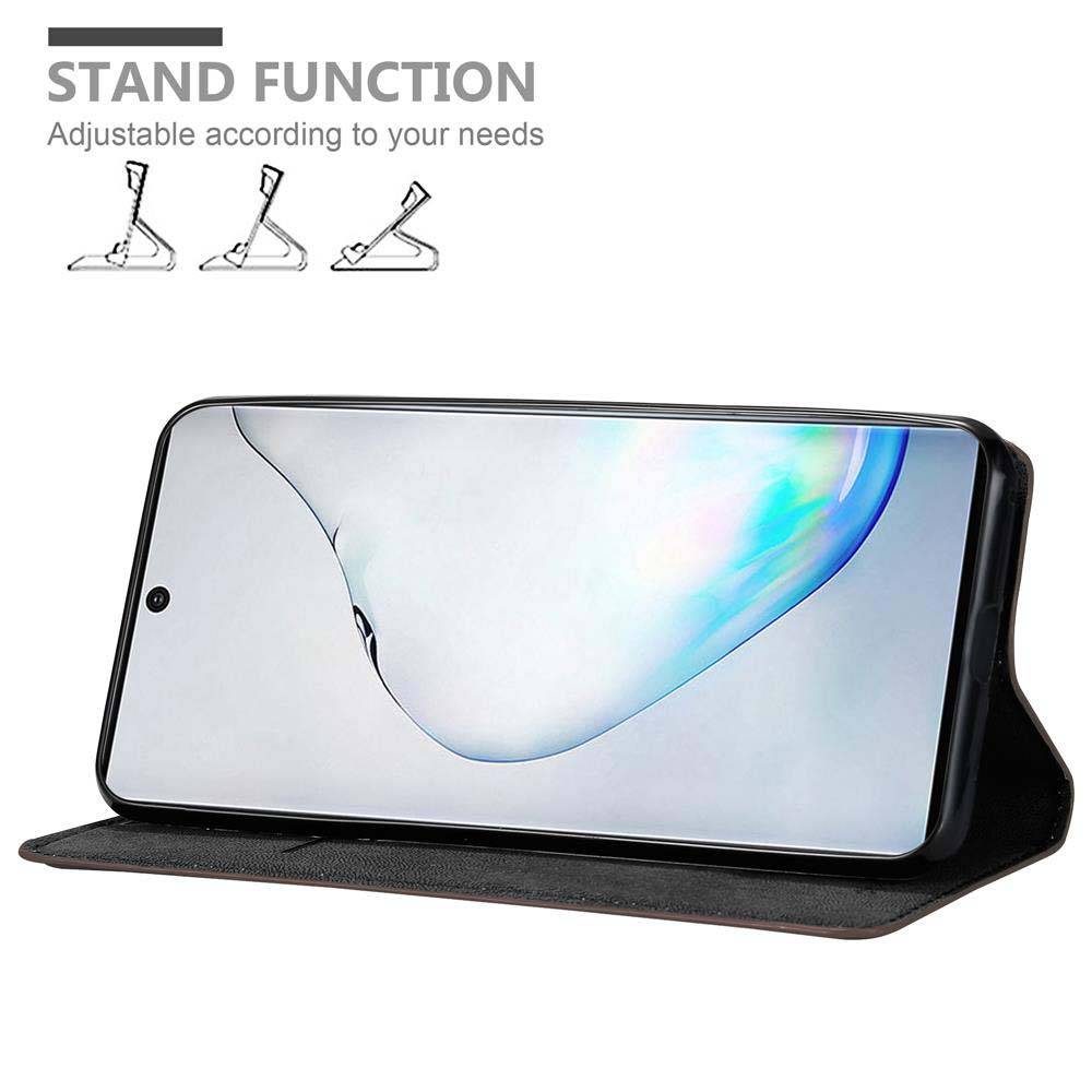 Cadorabo Hülle für Samsung Galaxy NOTE 10 Schutz Hülle in Braun Handyhülle Etui Case Cover Magnetverschluss