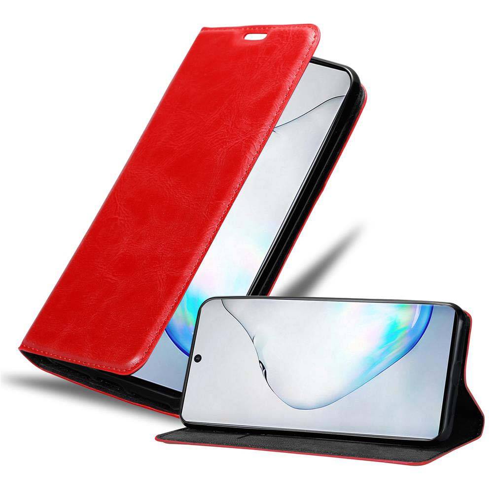 Cadorabo Hülle für Samsung Galaxy NOTE 10 Schutz Hülle in Rot Handyhülle Etui Case Cover Magnetverschluss