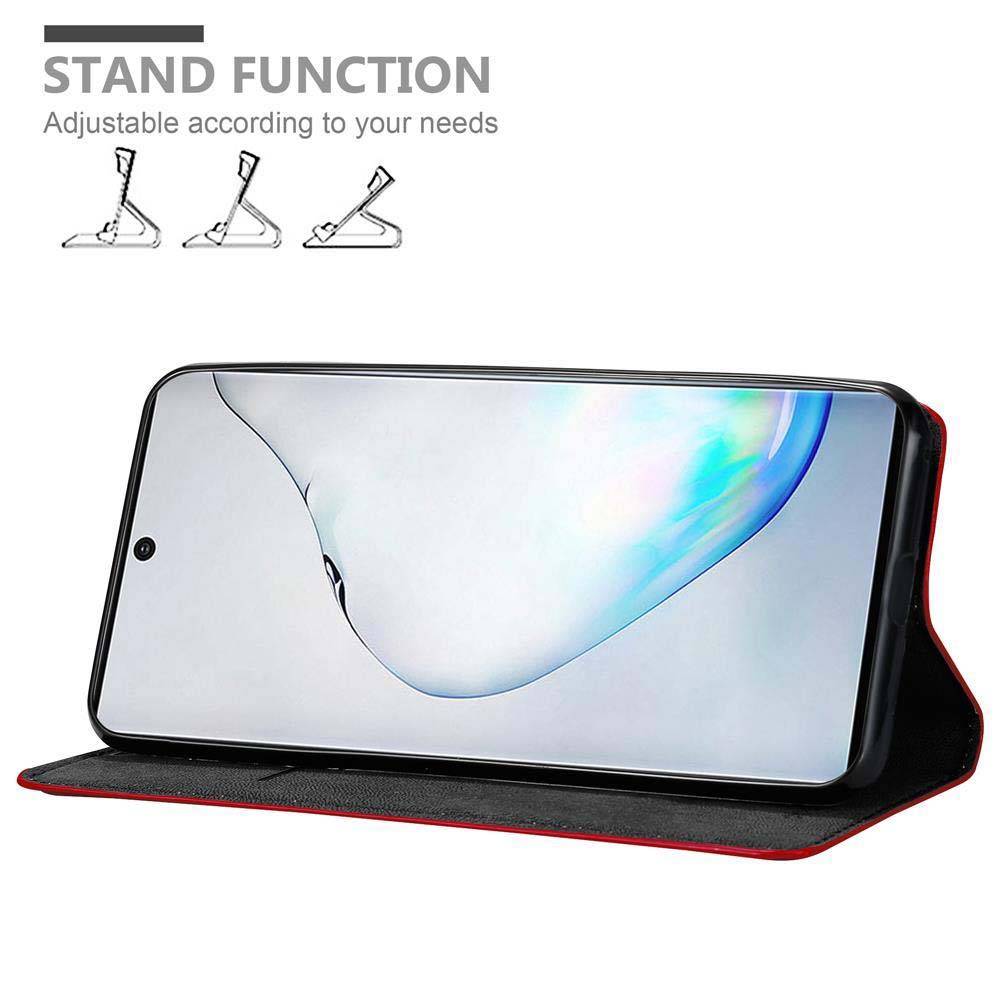 Cadorabo Hülle für Samsung Galaxy NOTE 10 Schutz Hülle in Rot Handyhülle Etui Case Cover Magnetverschluss