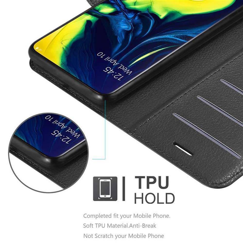 Cadorabo Hülle für Samsung Galaxy A80 / A90 4G Schutz Hülle in Schwarz Handyhülle Etui Case Cover Magnetverschluss