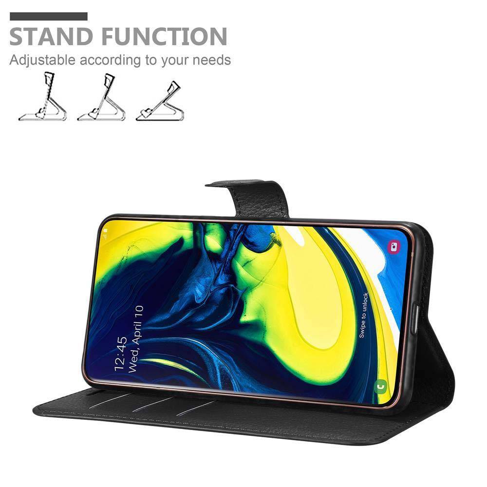 Cadorabo Hülle für Samsung Galaxy A80 / A90 4G Schutz Hülle in Schwarz Handyhülle Etui Case Cover Magnetverschluss