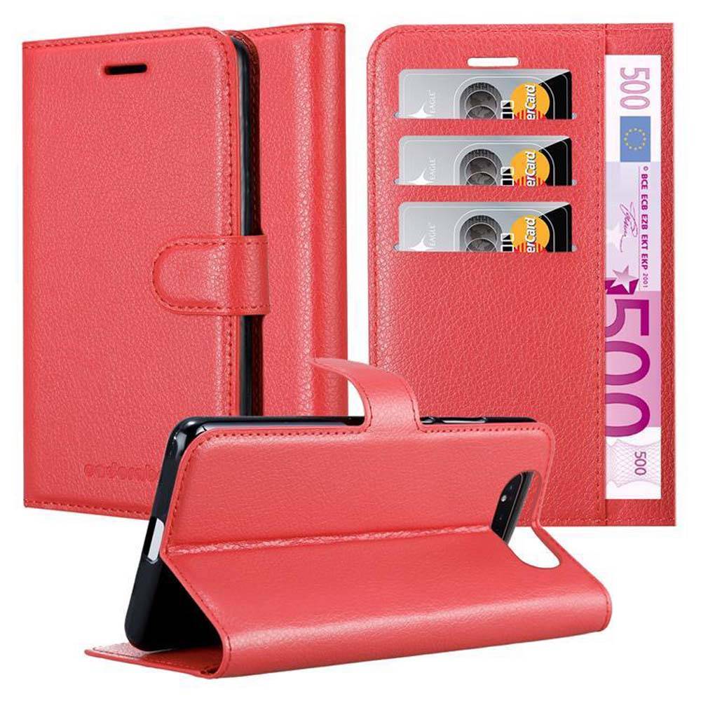Cadorabo Hülle für Samsung Galaxy A80 / A90 4G Schutz Hülle in Rot Handyhülle Etui Case Cover Magnetverschluss