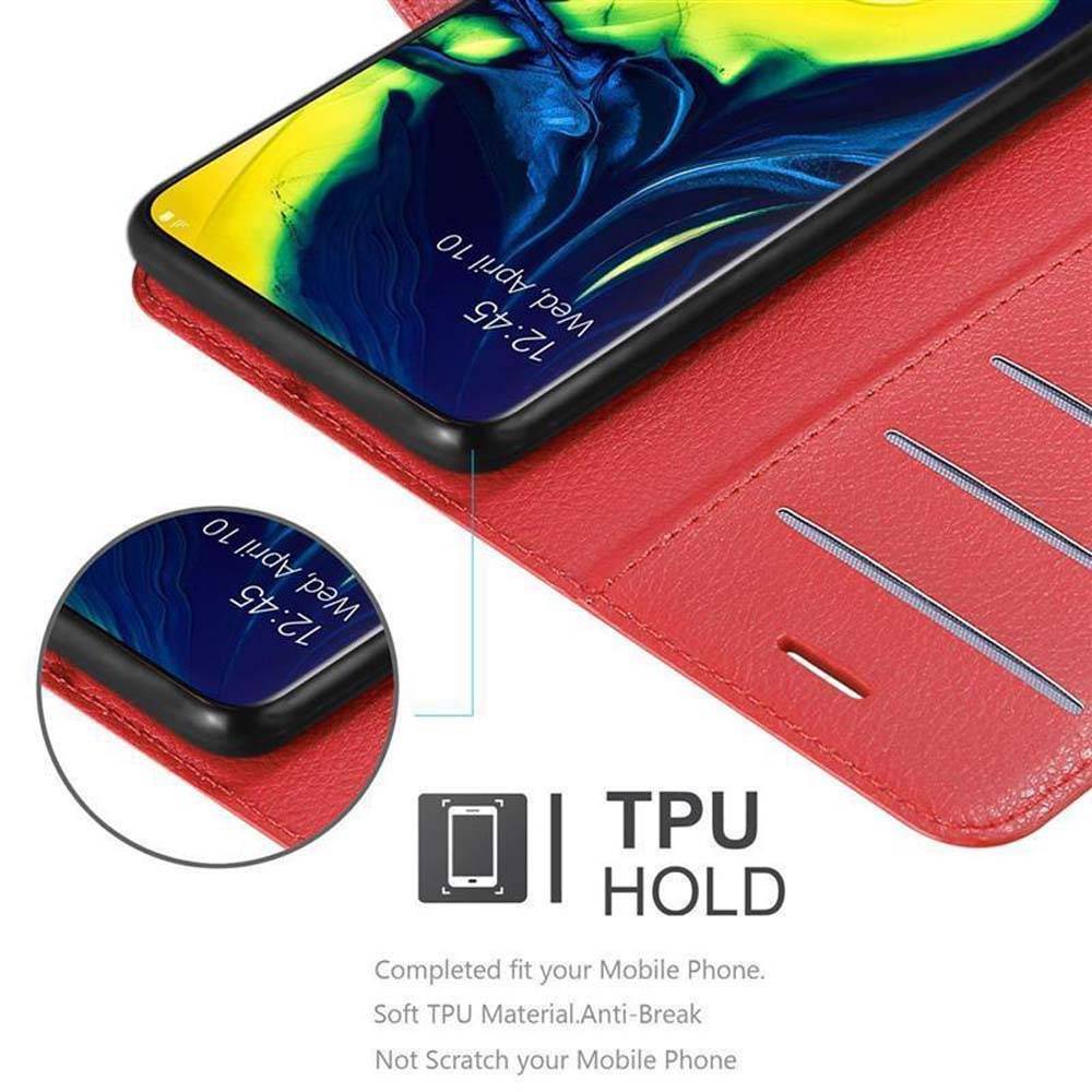 Cadorabo Hülle für Samsung Galaxy A80 / A90 4G Schutz Hülle in Rot Handyhülle Etui Case Cover Magnetverschluss