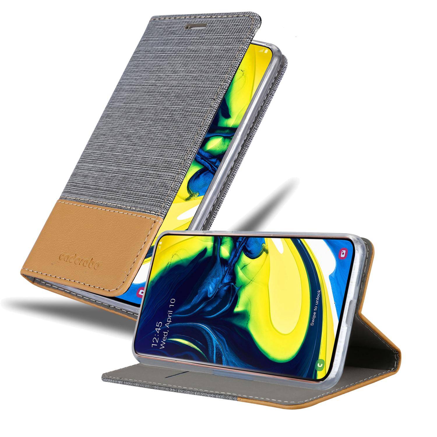 Cadorabo Hülle für Samsung Galaxy A80 / A90 Schutzhülle in Grau Handy Hülle Etui Book Case Cover