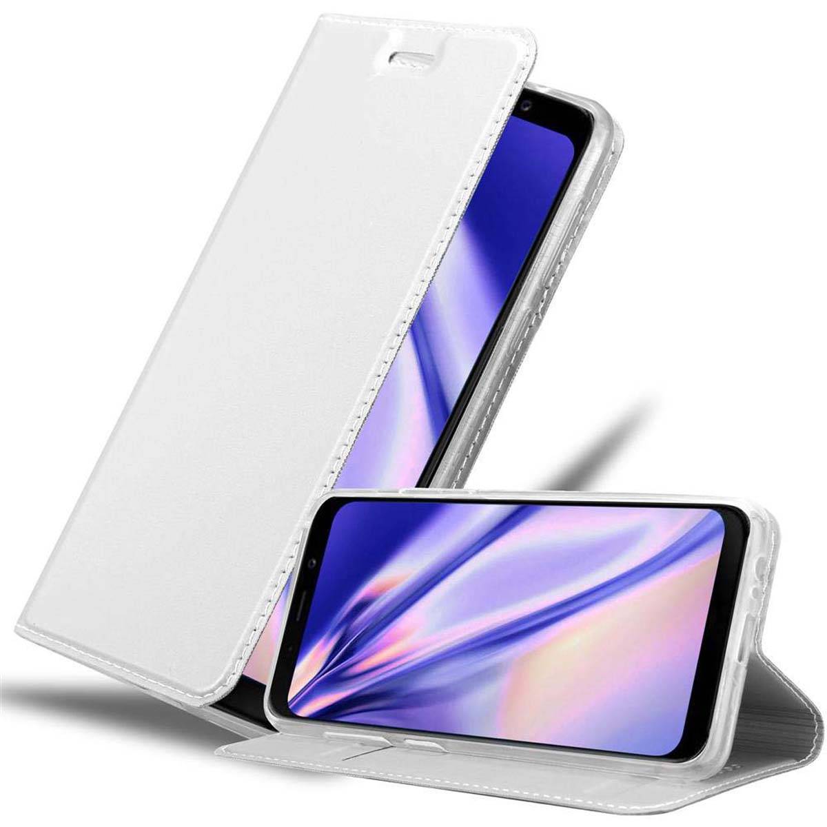 Cadorabo Handyhülle für Samsung Galaxy A8 2018 Schutz Hülle in Silber Cover Etui Book Case Booklet
