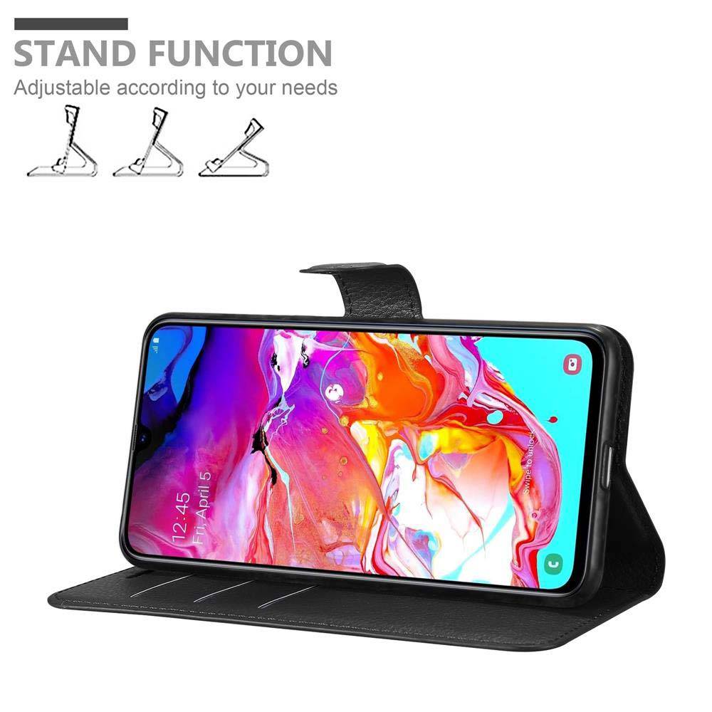 Cadorabo Hülle für Samsung Galaxy A70 / A70s Schutz Hülle in Schwarz Handyhülle Etui Case Cover Magnetverschluss